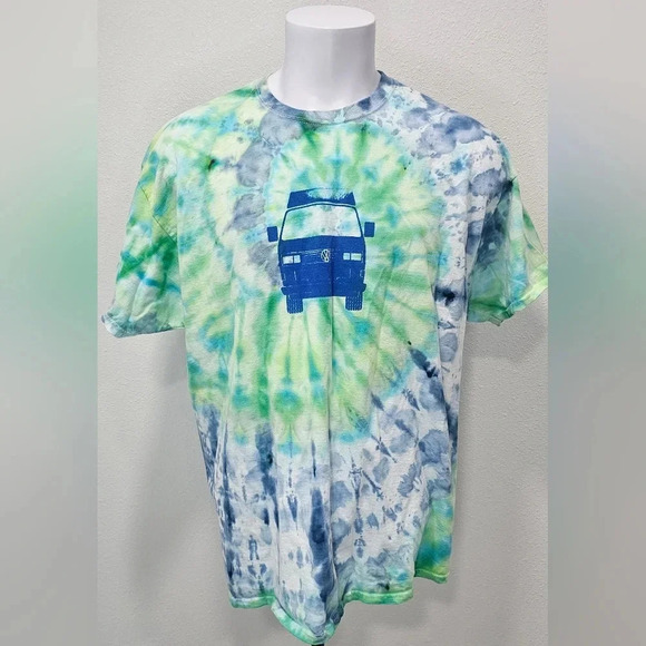Fruit Of The Loom Men's Hippie Van Tye Dye Short Sleeve Shirt Size 2XL NWOT - Picture 1 of 9